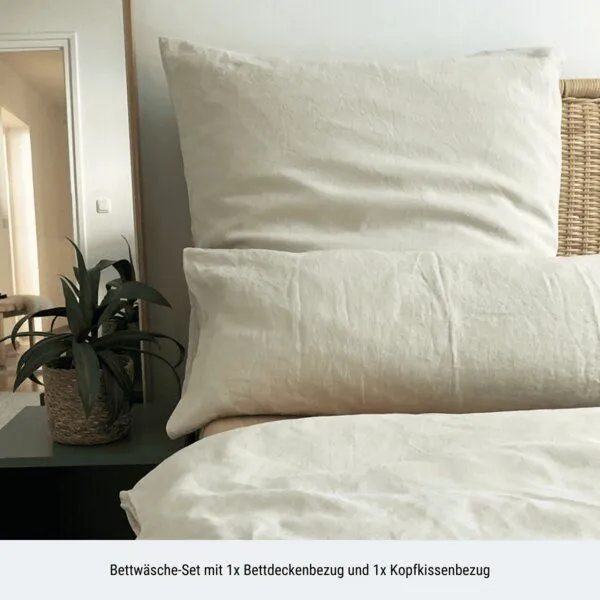 nordery nordery Bettwäsche-Set | 100% europäisches Leinen | Stonewashed, Champagne (natur), – Produktbild 3 von 5