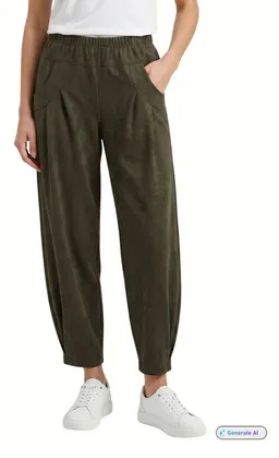 Stehmann Schlupfhose Stehmann, Schlupfhose Rachell2-680 aus veganem Wildleder Veganes Wildleder, Faltendetails an Taschen und Saum – Produktbild 1 von 1