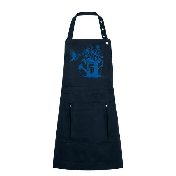 HANDGEDRUCKT HANDGEDRUCKT "Gartenfreude" Gartenschürze aus zertifizierter Bio Baumwolle, Dark blue, – Produktbild 1 von 3