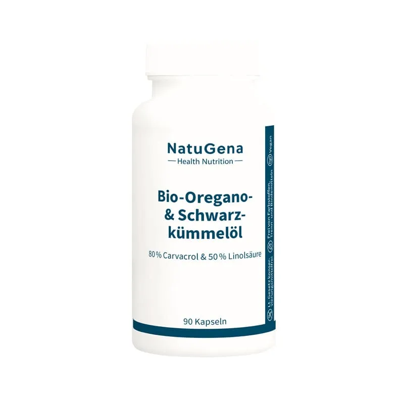 NatuGena NatuGena Bio-Oregano & Schwarzkümmelöl Vegan Kapseln – Produktbild 2 von 3