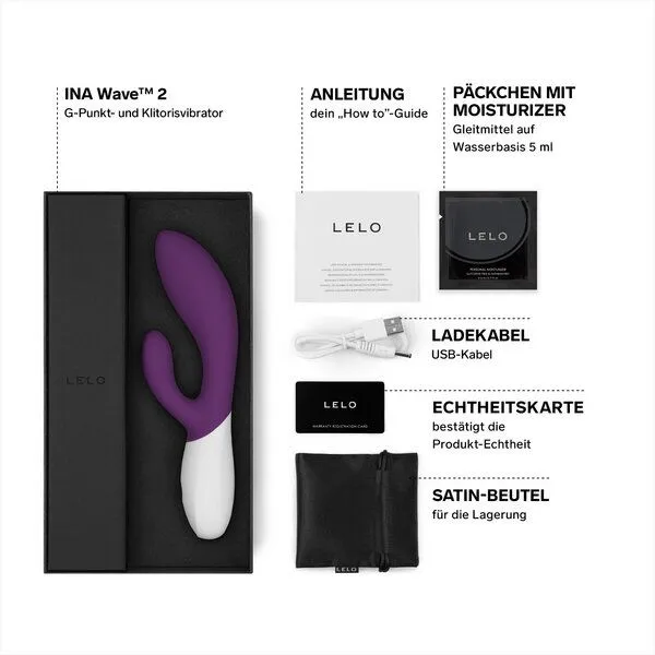 LELO G-Punkt- und Klitorisvibrator (Rabbit-Vibrator) - LELO INA Wave 2, Lila, – Produktbild 3 von 4