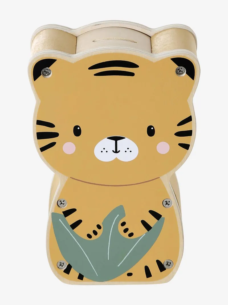 Vertbaudet Musik-Spardose TANSANIA in Tiger-Form Holz FSC®, Gelb, – Produktbild 1 von 2