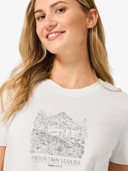 Super.Natural Super.Natural Merino T-Shirt W Mountain Lovers Bio C Tee für Damen, White/eucalyptus, – Produktbild 2 von 4
