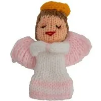 El Puente El Puente Gestrickte Fingerpuppe "Engel" | Fair Trade & Handmade aus Peru, Rosa, – Produktbild 1 von 1