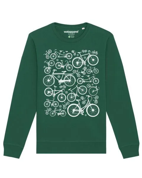 watapparel watapparel Sweatshirt Unisex Fahrräder, Bottle green, – Produktbild 1 von 3