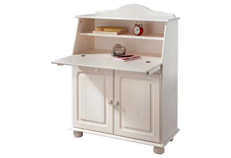 OTTO home Sekretär Mette, Schreibtisch im Landhausstil, aus Massivholz, Breite 82 cm, Weiß, – Produktbild 8 von 8