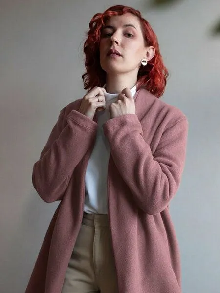 Ecostories Ecostories Cardigan Kuschelwerk aus 100% Biobaumwollfleece, Mauve, – Produktbild 1 von 2