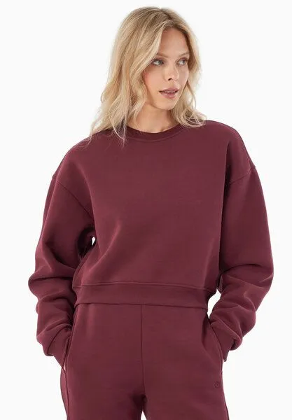 ORGANICATION ORGANICATION SILLIVIA | Essentials Crop-Sweatshirt aus Bio-Baumwolle und recyceltem Polyester, Bordeaux, – Produktbild 1 von 4