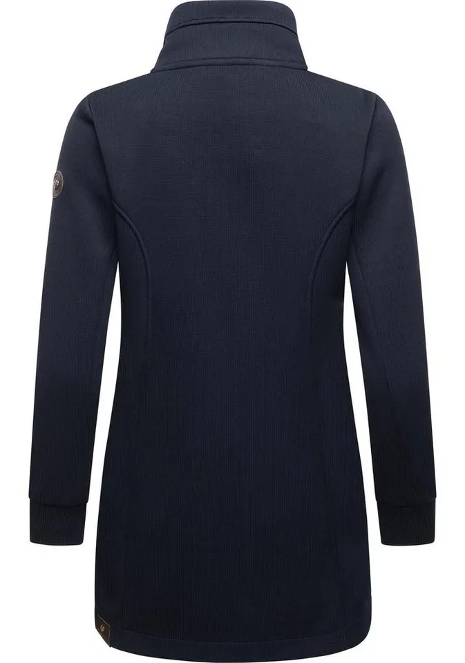 ragwear ragwear Sweatjacke Letrice Bonded Elegante Zip-Jacke mit hohem Kragen in Feinstrickoptik, Blau, – Produktbild 3 von 5