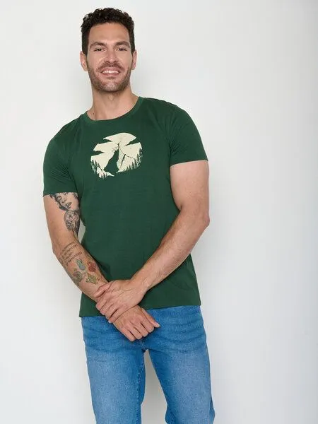 GreenBomb GREENBOMB Nature Clouds Ride Guide - Sportliches T-Shirt aus Bio-Baumwolle / hochwertiger Print / GOTS / Fair & Vegan, Grün (flaschengrün), – Produktbild 1 von 4