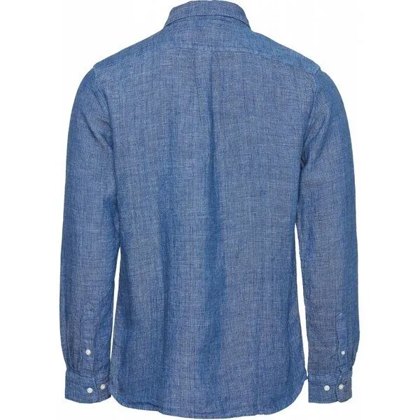 KnowledgeCotton Apparel KnowledgeCotton Apparel Hemd - ELDER LS small striped linen shirt, Blau (surf the web), – Produktbild 2 von 4