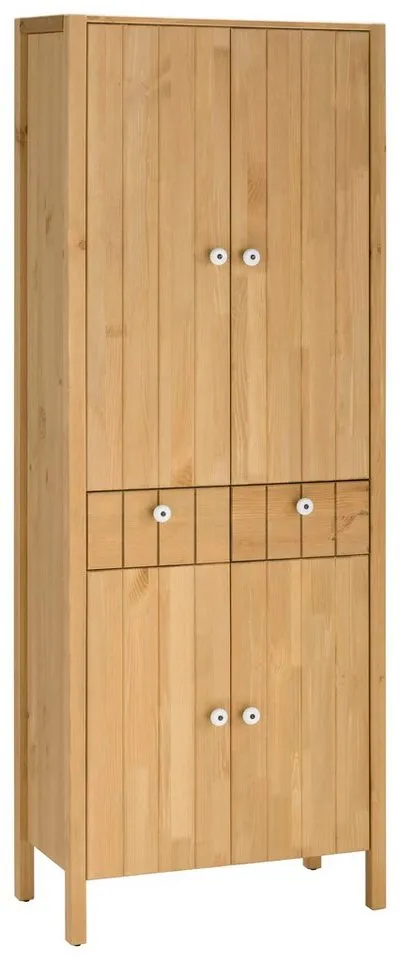Home affaire Hochschrank Tina Badmöbel, Schrank, Breite 57 cm, Massivholz, FSC®, Braun, – Produktbild 2 von 5