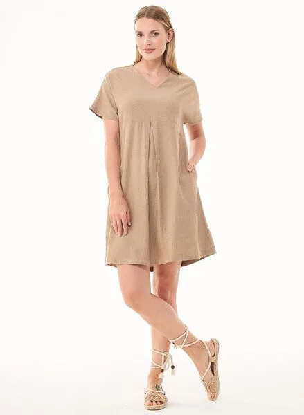 ORGANICATION ORGANICATION Kleid aus LENZING ECOVERO Viskose und Leinen, Natur(beige), – Produktbild 1 von 4