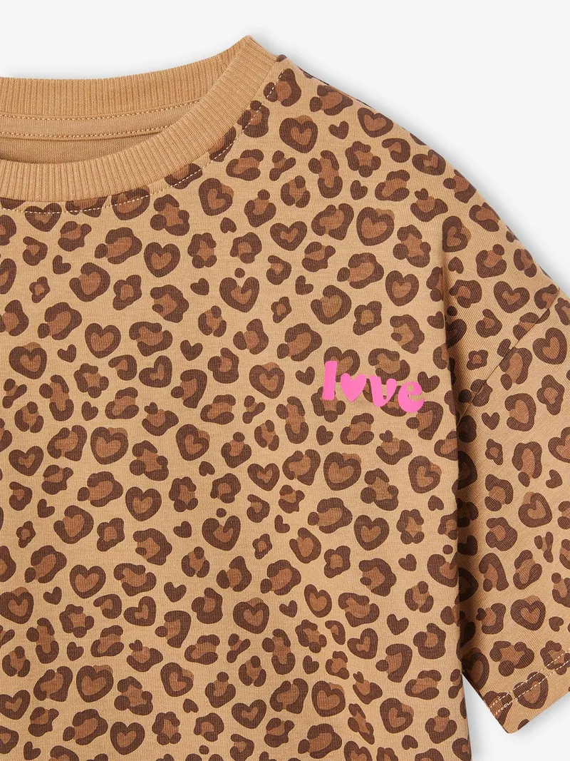 Vertbaudet Bedrucktes Mädchen T-Shirt, Beige/leo, – Produktbild 4 von 4