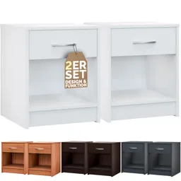 Casaria® Nachttisch Hamburg 2er-Set Weiß 50x40x35cm – Produktbild 1 von 1