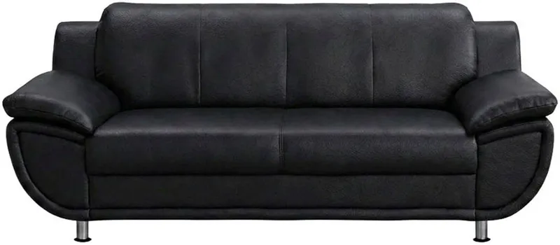 TRENDMANUFAKTUR 3-Sitzer Rondo 207 cm, 3-Sitzer, komfortabel, Federkern optional, Chromfüße, wahlweise mit Federkern, pflegeleichte Bezügen, Unser Dauertiefpreis, Schwarz, – Produktbild 3 von 8