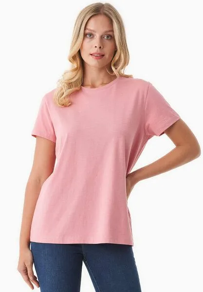 ORGANICATION ORGANICATION Damen Basic T-Shirt aus Bio-Baumwolle, Flamingo pink, – Produktbild 1 von 4