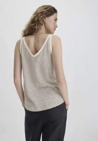 hessnatur hessnatur Streifen Jersey Top Regular aus Leinen und reiner Bio-Baumwolle, Naturweiss, – Produktbild 2 von 4