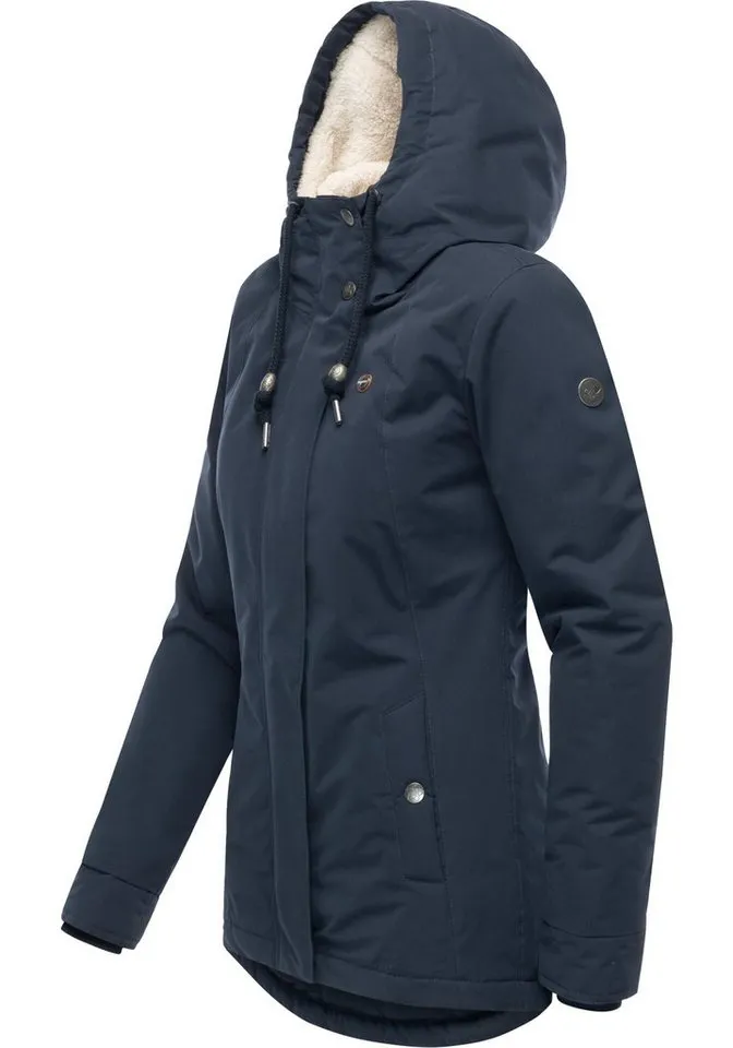 ragwear ragwear Kurzmantel Alvena YOUMODO Wasserdichter Damen Mantel mit verstellbarer Kapuze, Blau, – Produktbild 3 von 4