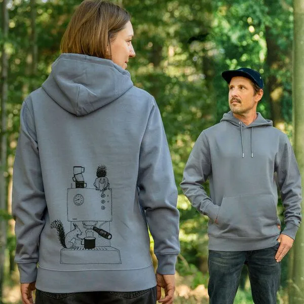 Cmig Cmig Hoodie Kaffee-Hörnchen für Kaffeefreunde, Blue grey, – Produktbild 1 von 5