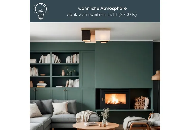 MeLiTec LED Deckenleuchte Paloma D129 Holz, Holz Deckenleuchte Paloma D129, Schwarz, – Produktbild 3 von 5