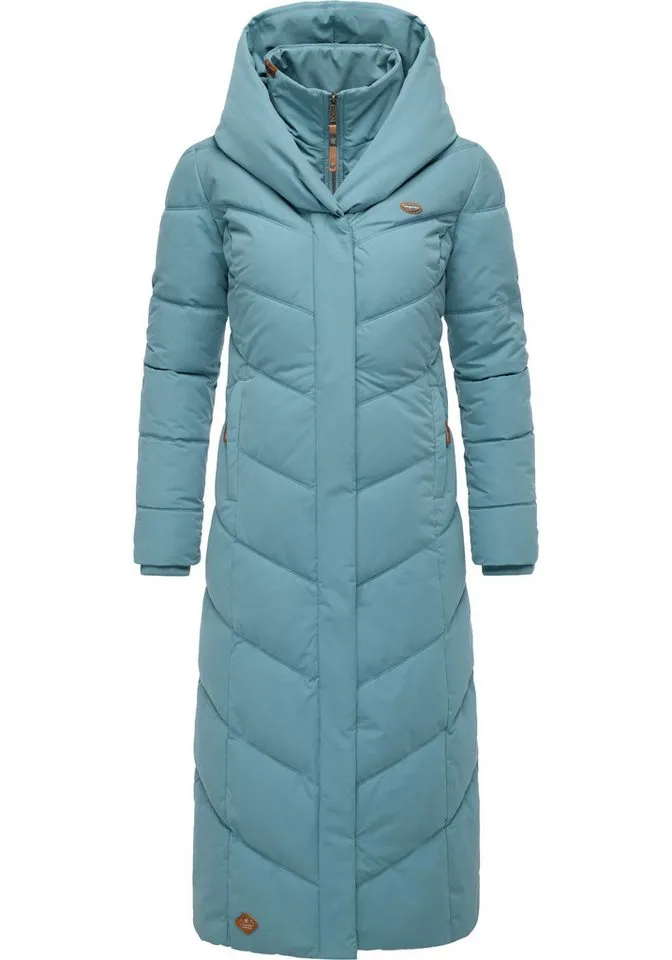 ragwear ragwear Steppmantel Natalka Extralong Gesteppter Damen Mantel mit Kapuze, Grau, – Produktbild 1 von 4