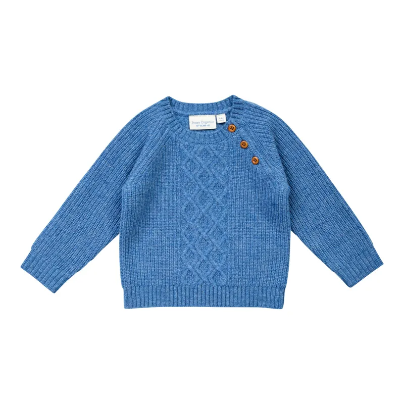 Sense Organics Sense Organics Pullover Zopfmuster Wolle, Blau, – Produktbild 1 von 1