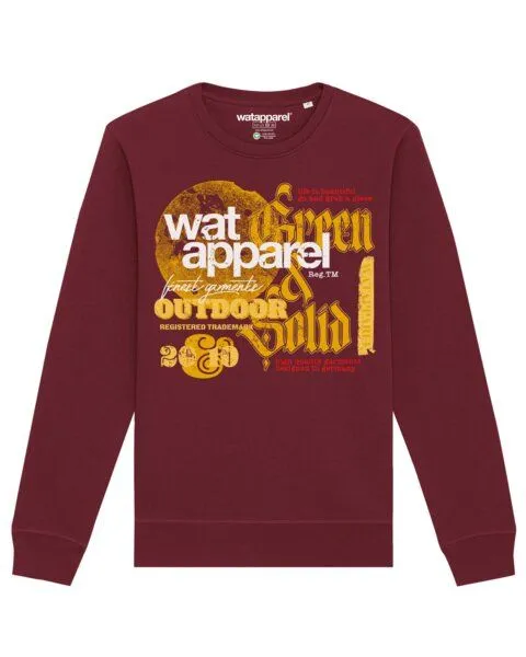 watapparel watapparel Sweatshirt Unisex LIMITED EDITION LOGO PRINT 02, Burgundy, – Produktbild 1 von 4