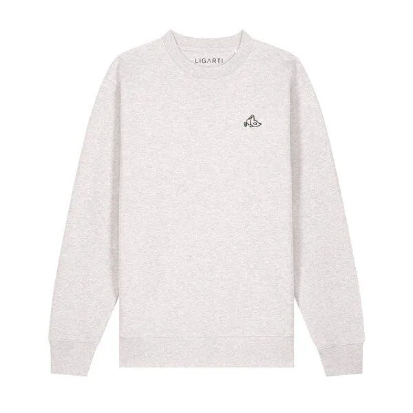 LIGARTI Bestickter Pullover – Piet die Ente – LIGARTI Tiermanufaktur, Hellgrau, – Produktbild 1 von 3