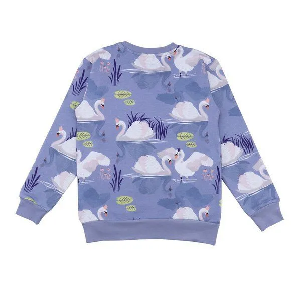 Walkiddy Baby Sweatshirt GOTS zertifiziert Bio-Baumwolle, Lila, Schwan-Muster, Walkiddy – Produktbild 1 von 1