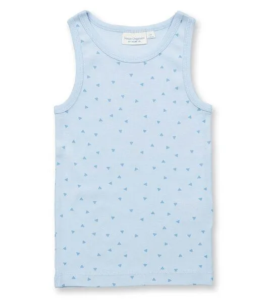 Sense Organics & friends in cooperation with GARY MASH Sense Organics & friends in cooperation with GARY MASH Jungen Unterhemd aus Biobaumwolle, Dreiecke (blau), – Produktbild 1 von 1