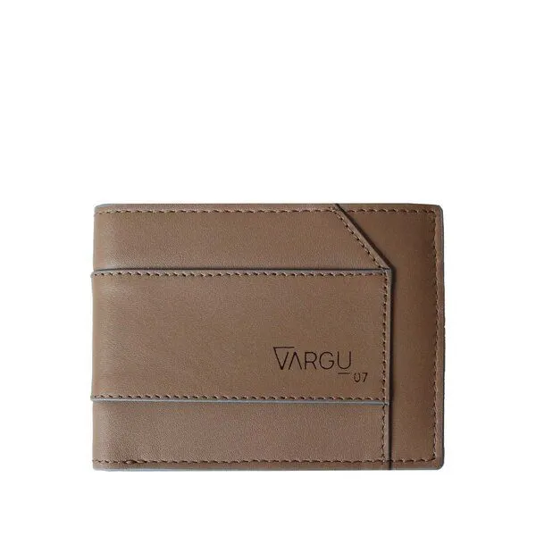 Vargu Vargu Echtleder Geldbörse KON 1-M, Taupe - sky blue, – Produktbild 1 von 4