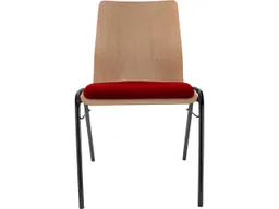 Besucherstuhl "A1" Buche, Gestell schwarz, Steg, Sitzpolster rot – Produktbild 1 von 1