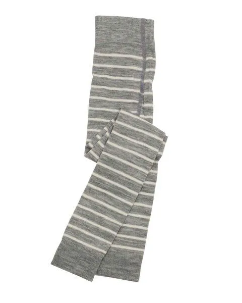 grödo grödo Kinder Leggings geringelt Schurwolle (kbT) Baumwolle (Bio) mit Elasthan, Naturgraumeliert-rohweiß, – Produktbild 1 von 2