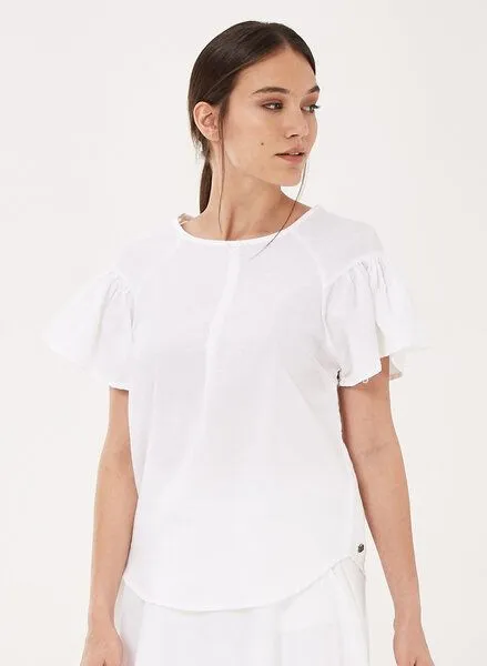 ORGANICATION ORGANICATION Bluse aus Leinen mit Bio-Baumwolle, Off white, – Produktbild 1 von 4