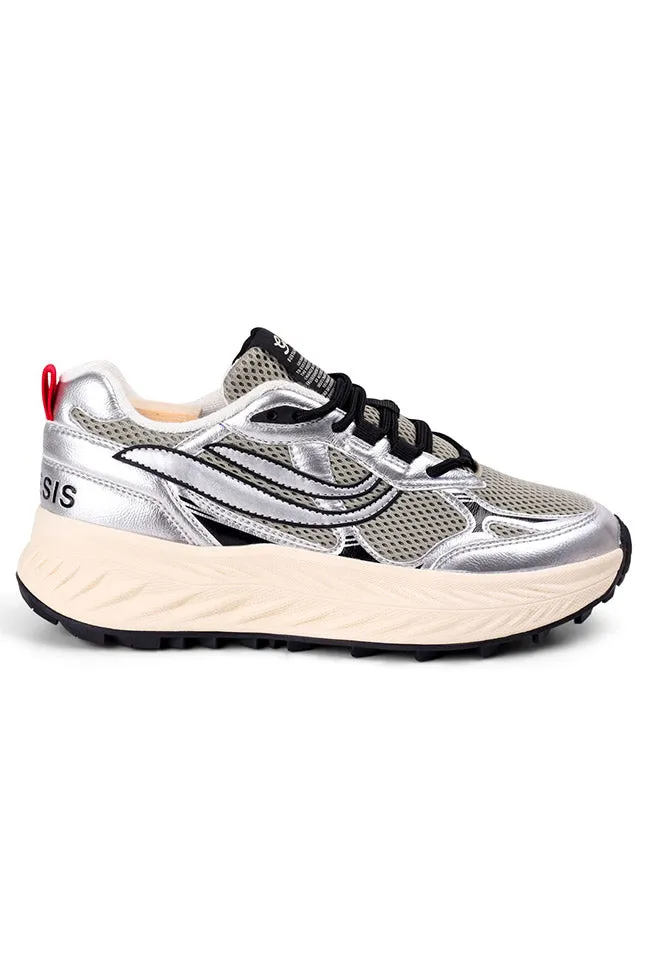Genesis Genesis Damen vegan Sneaker G-Eco 99 Bulky Silber/Olive, Silber, – Produktbild 2 von 2