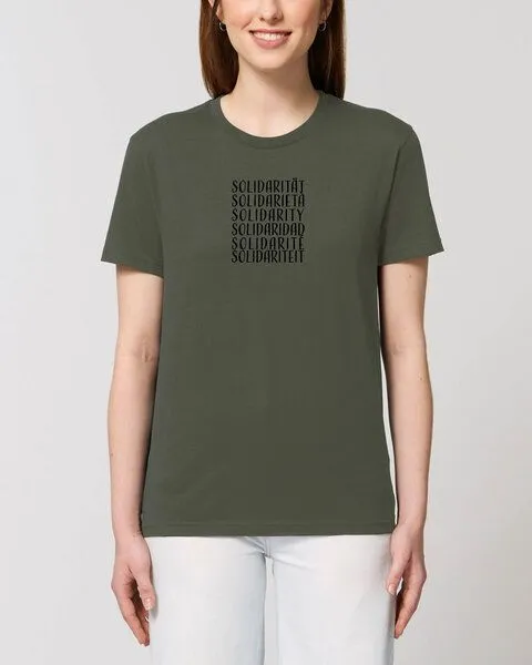 Human Family Human Family Bio Unisex Rundhals T-Shirt "Swing - Solidarity" in 5 Farben, Khaki, – Produktbild 3 von 4