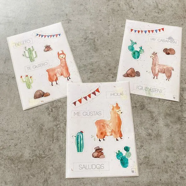 Fines Papeterie Fines Papeterie Sticker 3er Set LAMA Din A5 Aufkleber Bögen Alpaka Motive – Produktbild 2 von 4