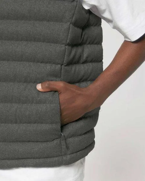 YTWOO YTWOO Herren Steppweste im Woll-Look aus komplett recycelten Materialien, Metallgrau, – Produktbild 3 von 4