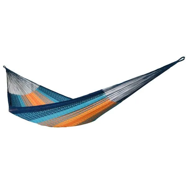 MacaMex MacaMex Solea Netzhängematte XL Baumwolle, Breeze (blau-orange), – Produktbild 1 von 4