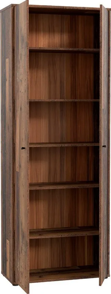 FORTE Schuhschrank Tempra, Mehrzweckschrank, 2 Türen, Einlegeböden, Höhe 197,5 cm Breite 73,7 cm, Braun, – Produktbild 4 von 5