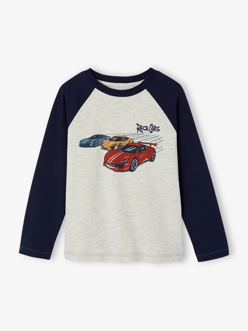 Vertbaudet Shirt mit langen Raglanärmeln Jungen, Marine, – Produktbild 1 von 2