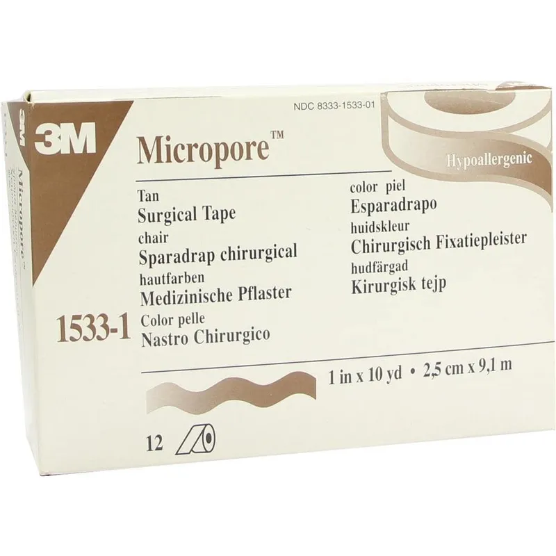Solventum Germany MICROPORE Vliespflaster 2,5 cmx9,1 m haut 1533-1 12 St Pflaster – Produktbild 1 von 1
