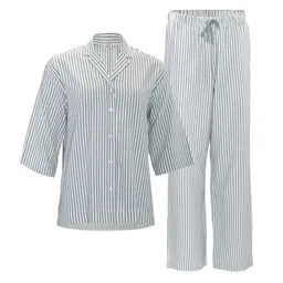 Living Crafts LIVING CRAFTS - Damen Pyjama - Gestreift (100% Bio-Baumwolle), Nachhaltige Mode, Bio Bekleidung – Produktbild 1 von 1