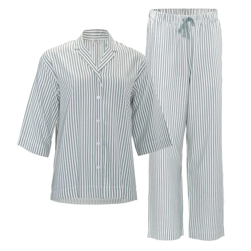 Living Crafts LIVING CRAFTS - Damen Pyjama - Gestreift (100% Bio-Baumwolle), Nachhaltige Mode, Bio Bekleidung, Gestreift, – Produktbild 1 von 3