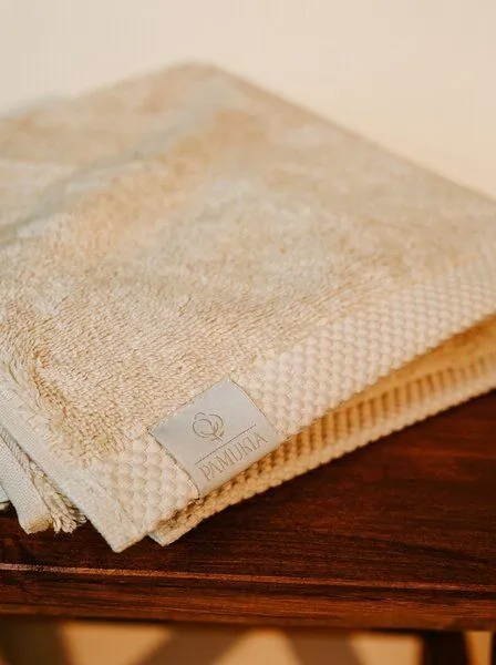 Pamukia Pamukia Frottee-Gesichtshandtuch 30 × 50 cm aus 100 % GOTS-zertifizierter Bio-Baumwolle | Kollektion Essence, Beige, – Produktbild 8 von 8