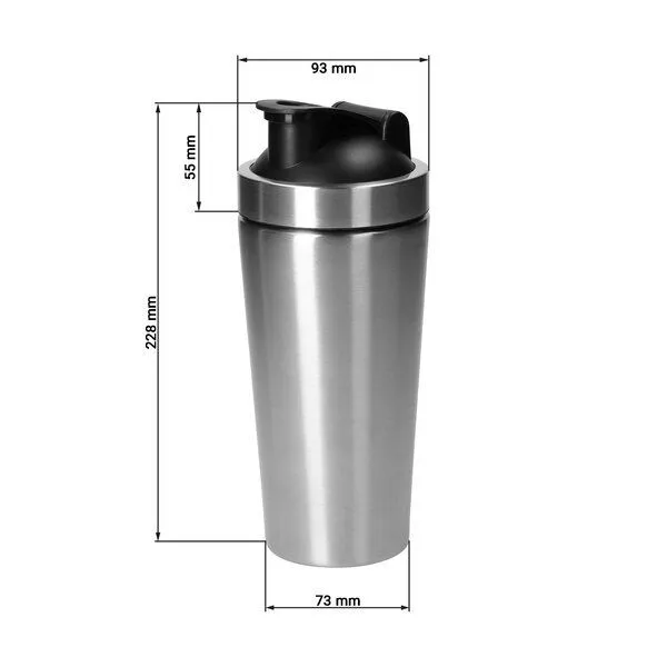 elasto elasto Protein Shaker 600 ml 'Core' aus Edelstahl doppelwandig isoliert, Silber, – Produktbild 2 von 4