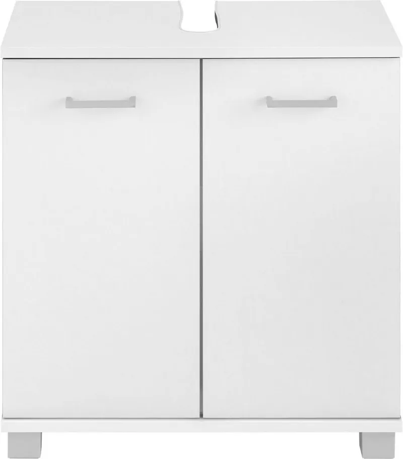 Schildmeyer Waschbeckenunterschrank Breite/Höhe: 59,8/62,4 cm, Badschrank mit Doppeltür, Zwischenboden, Weiß, – Produktbild 3 von 5