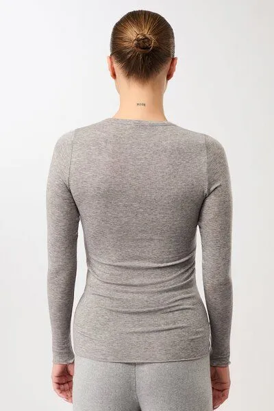 mandala mandala Crew Neck Wool Mix, Grey-melange (grau), – Produktbild 3 von 4