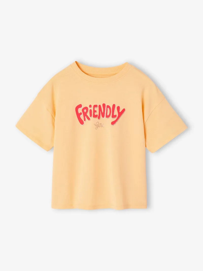 Vertbaudet Bedrucktes Mädchen T-Shirt, Gelb friendly girl, – Produktbild 3 von 4